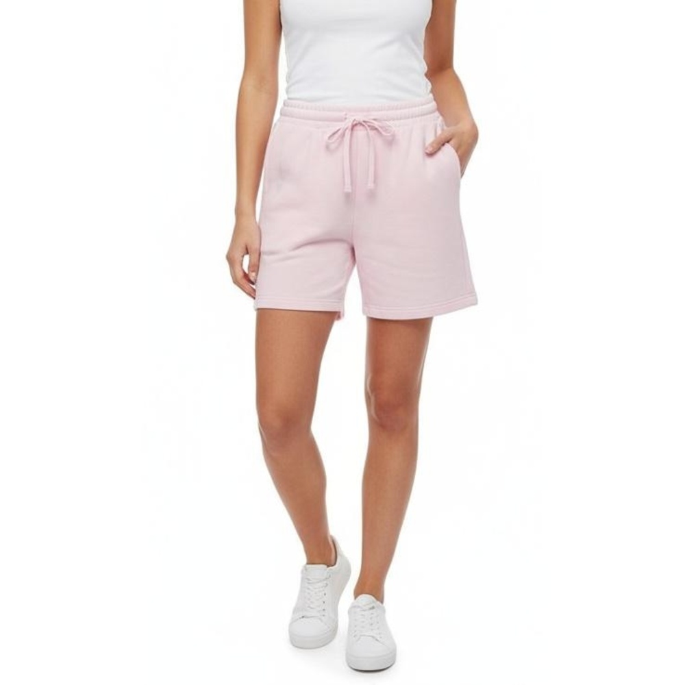 H&M Light Pink Elastic Waistband Drawstring Pockets Fleece Knit Shorts
